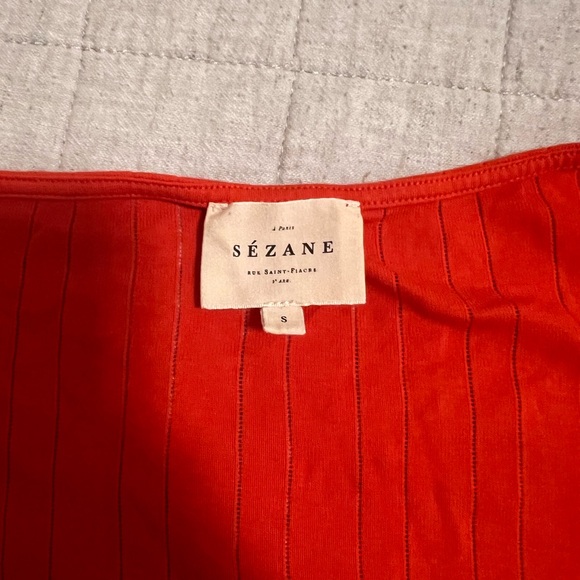 Sezane Red Ribbed Blouse - Picture 4 of 5